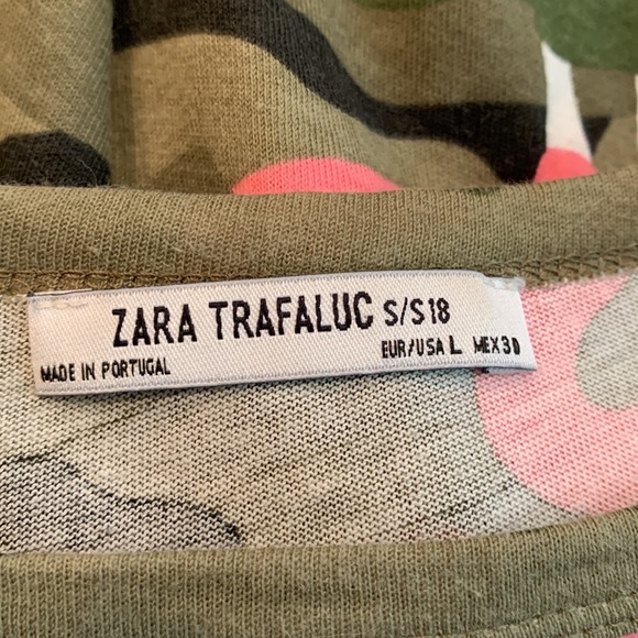 Zara Trafaulic Camo Flamingo Print Short Sleeve Cropped Top - Picture 7 of 7